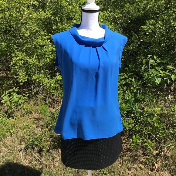 Alex Marie Blue Sleeveless Cowl Neck Blouse Size Medium - Picture 1 of 3